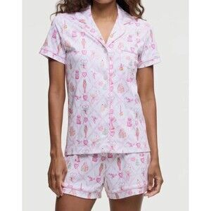 LOVESHACKFANCY x Roller Rabbit Sugarplum Lattice Holiday Pink Pajamas Medium NWT
